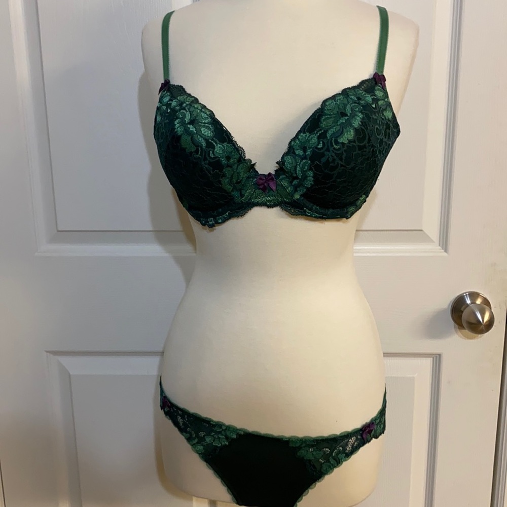 Adore Me Pine Grove Lace Bra 36 C and M panty.